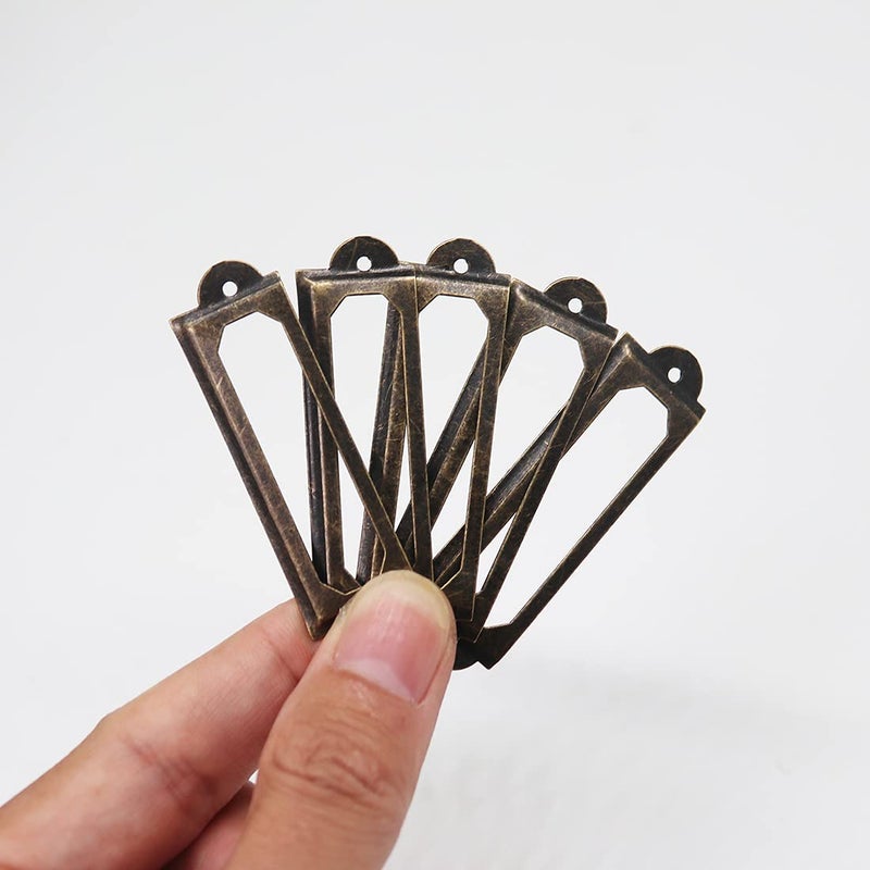 Adiyer 40-Pack Office Library File Drawer Cabinet Card Tag Label Holder Metal Frame (Antique Bronze) - Image 5